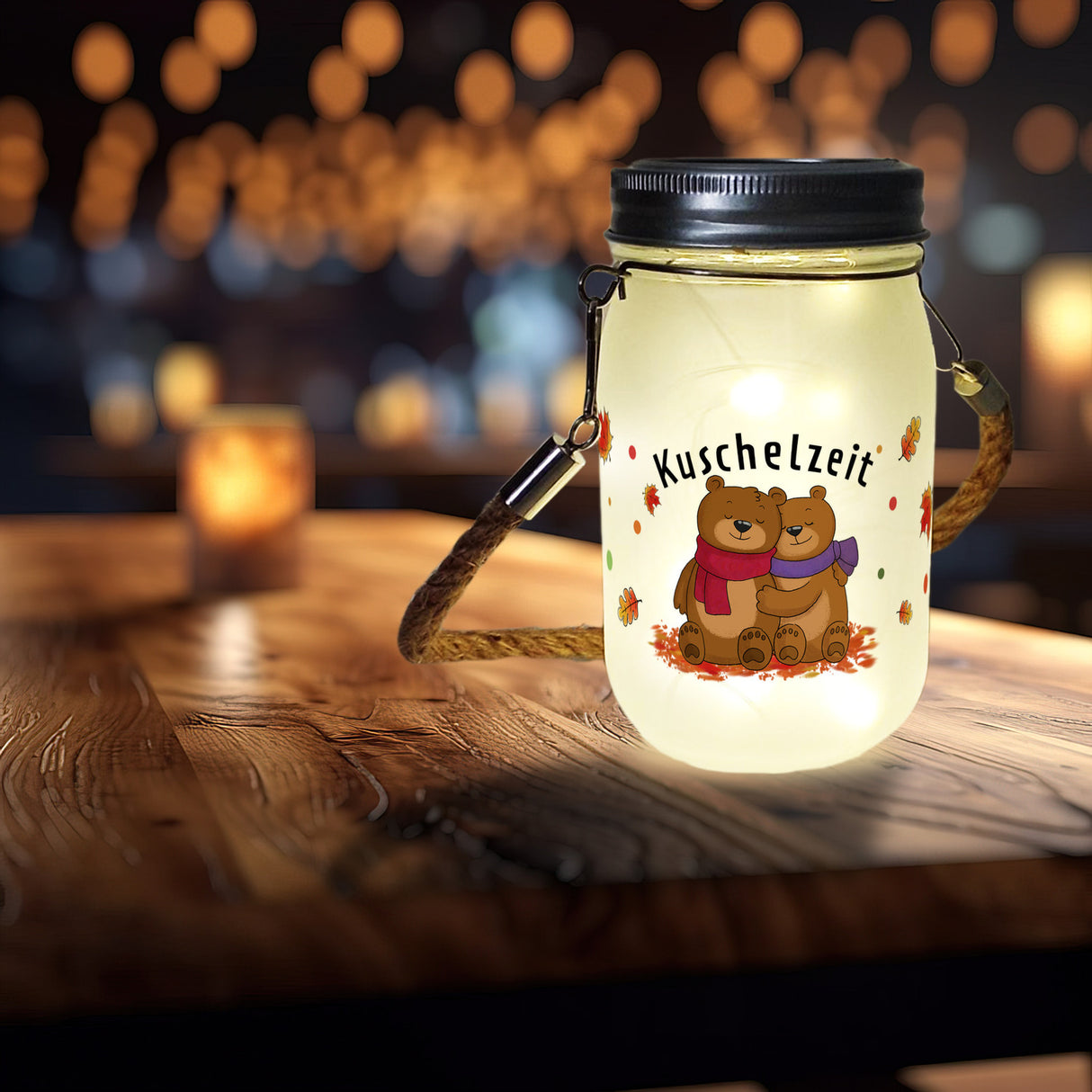 Kuschelzeit Solarlicht mit niedlichem Bärenpärchen