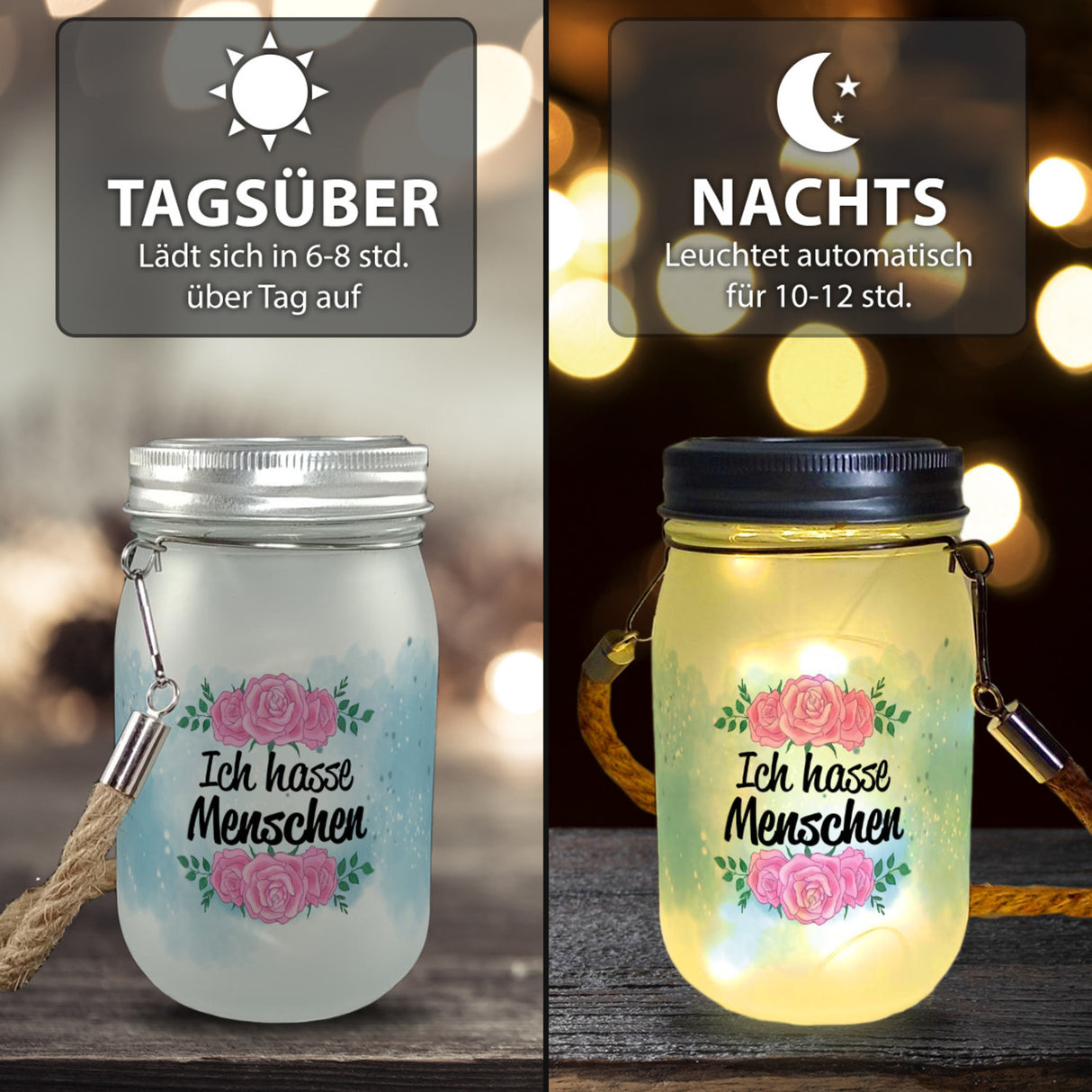 Ich hasse Menschen Solarlicht mit Blumen