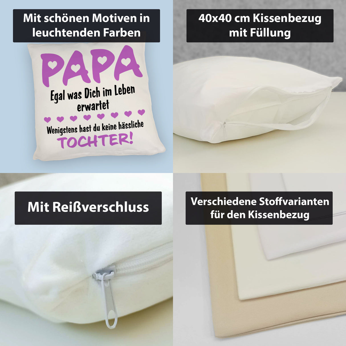 Papa wenigstens hast du keine hässliche Tochter Kissen in pink