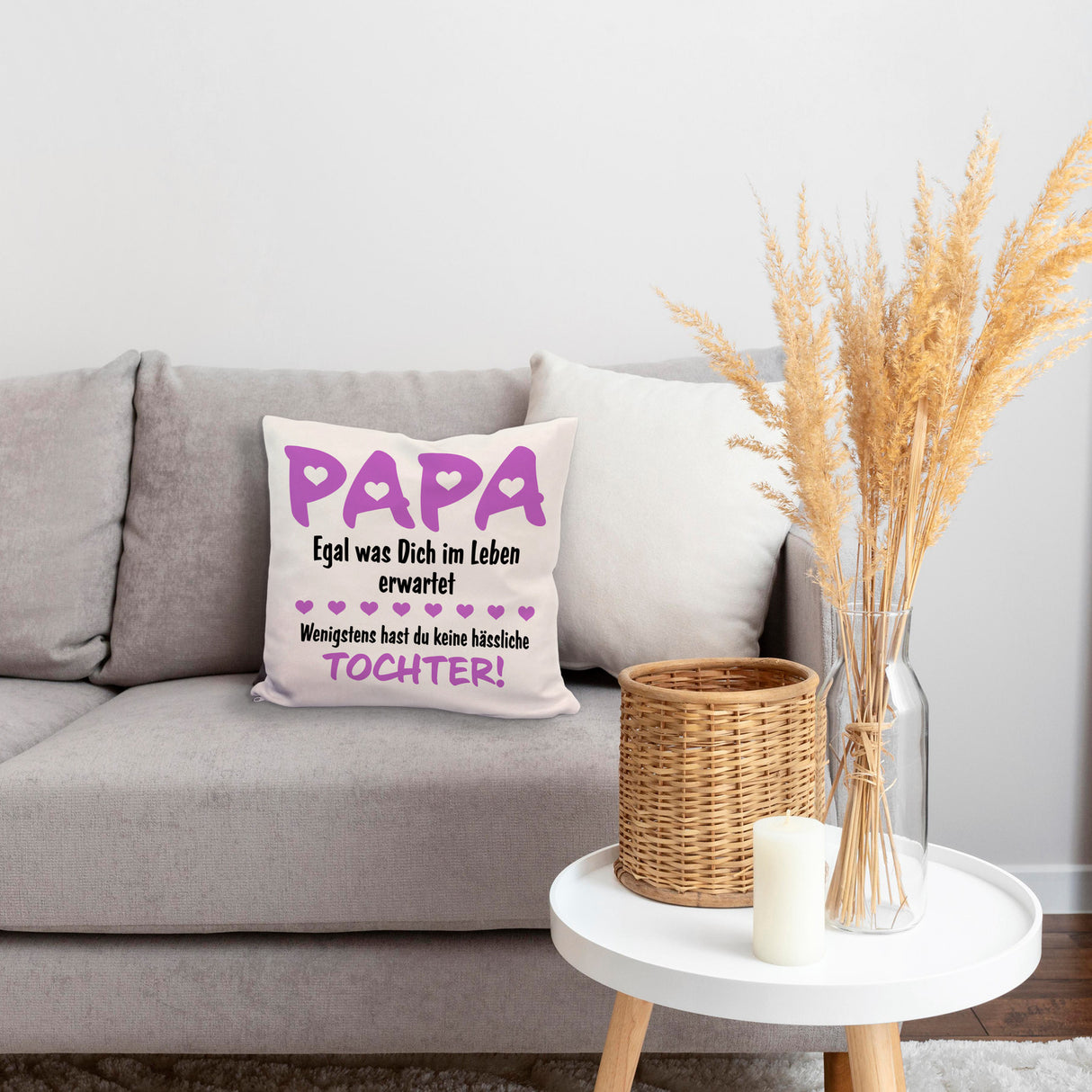 Papa wenigstens hast du keine hässliche Tochter Kissen in pink