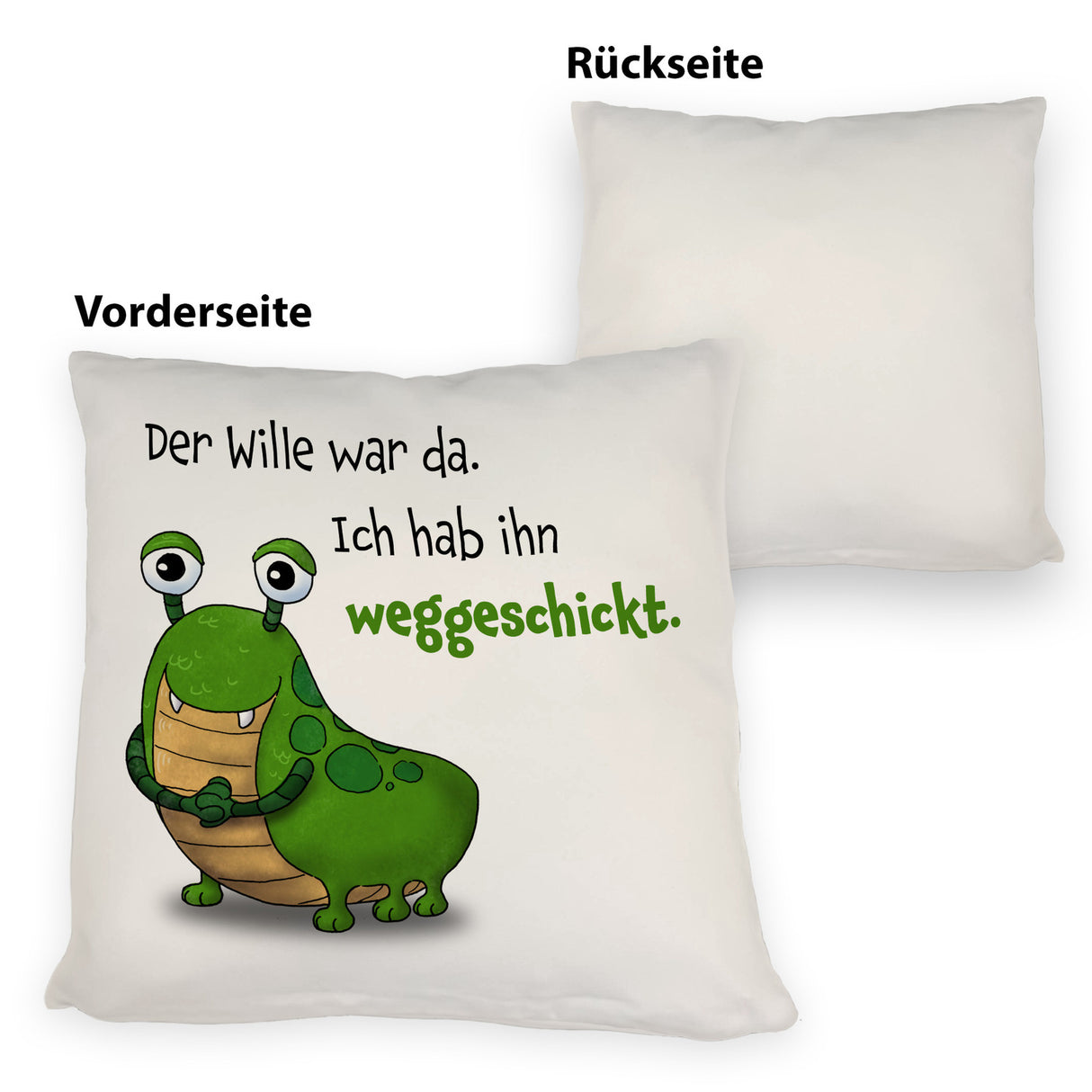 Freches Monster Kissen mit lustigem Spruch