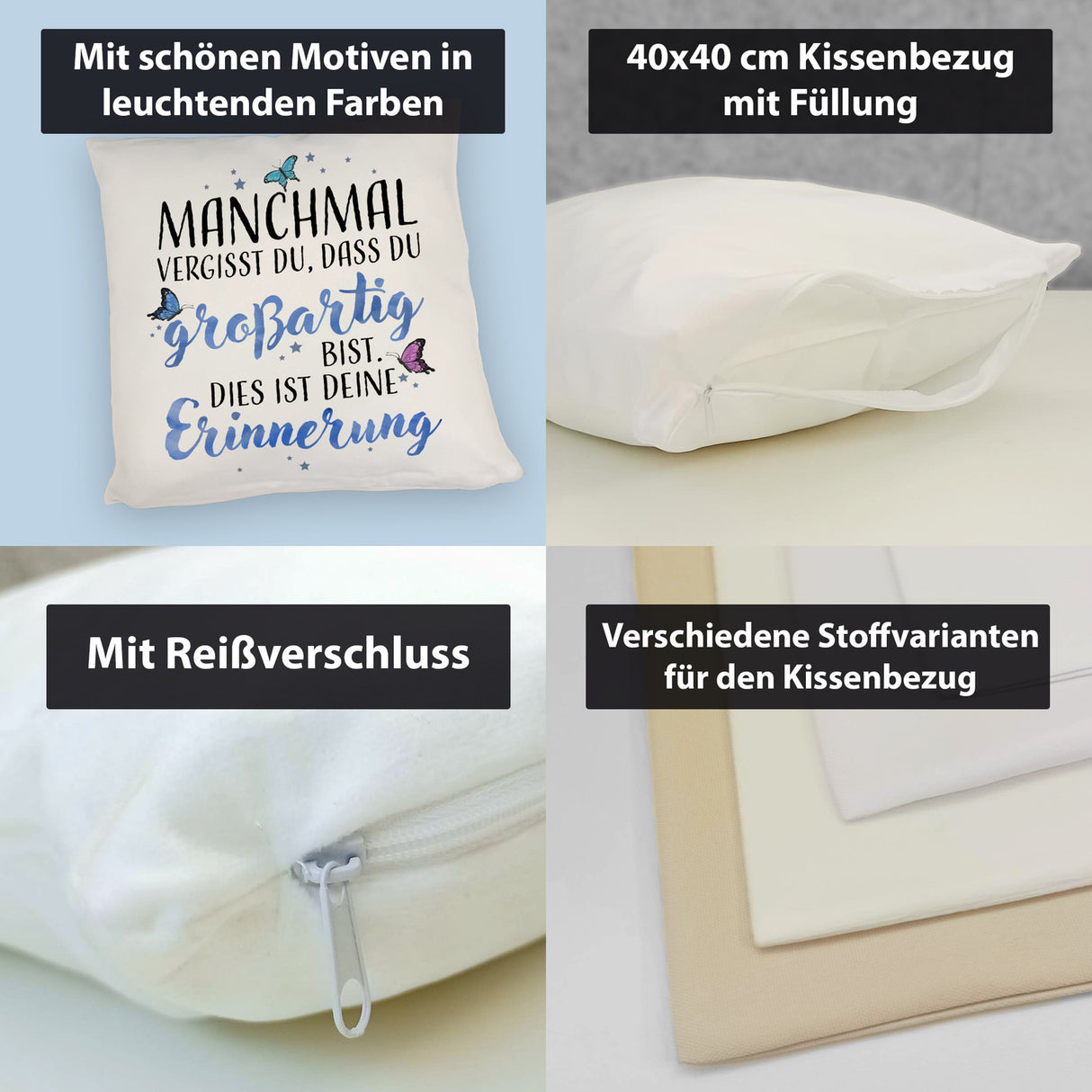 Du bist großartig Kissen mit liebevollem Spruch