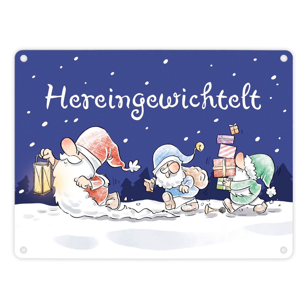 Wichtel Metallschild in 15x20 cm mit Spruch Hereingewichtelt