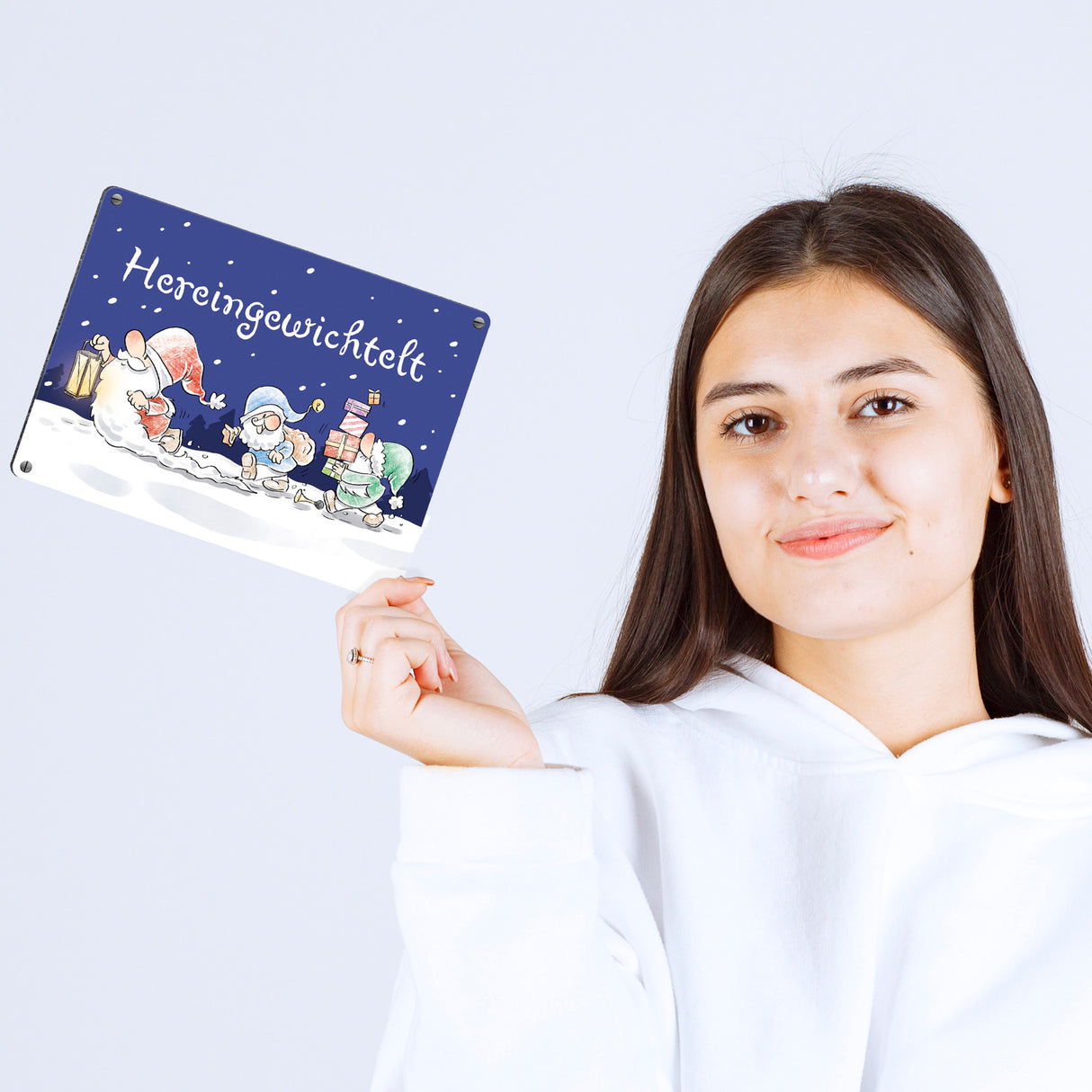 Wichtel Metallschild in 15x20 cm mit Spruch Hereingewichtelt