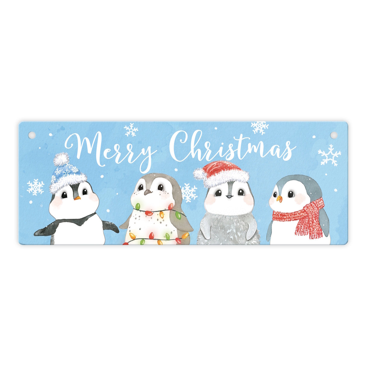 Baby Pinguin Metallschild mit Spruch Merry Christmas