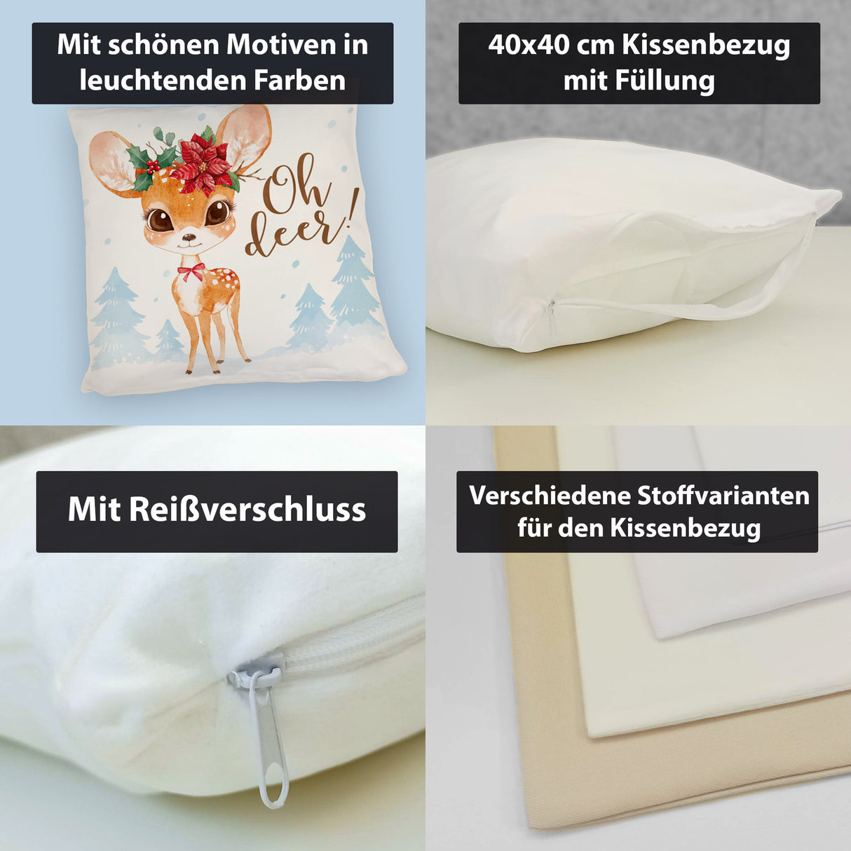 Oh deer Rehkitz Kissen im Aquarell-Stil
