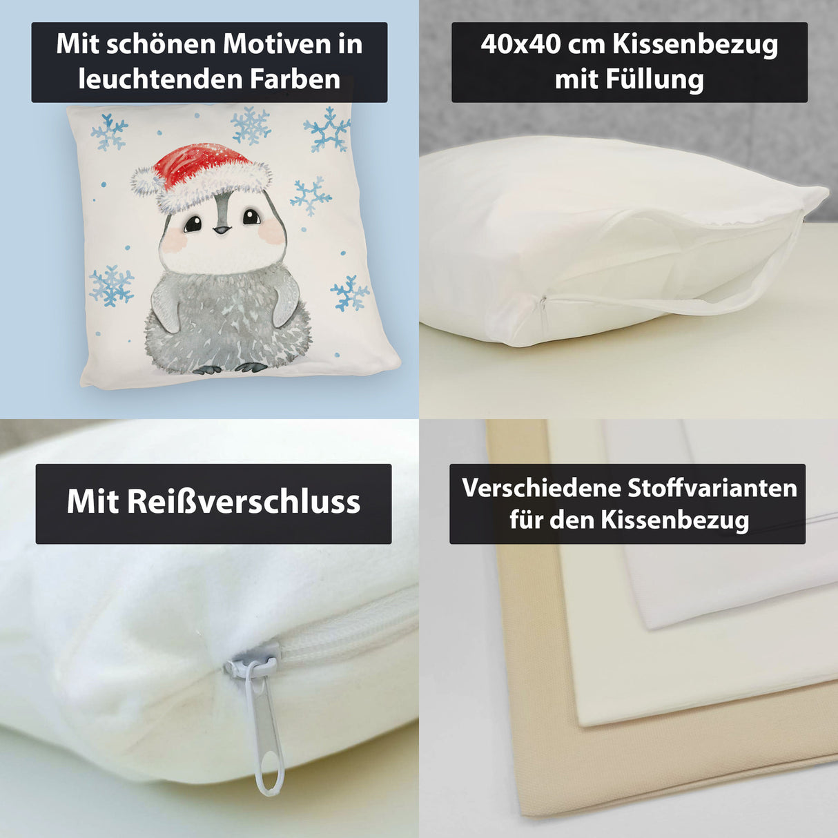 Pinguin mit roter Mütze Kissen