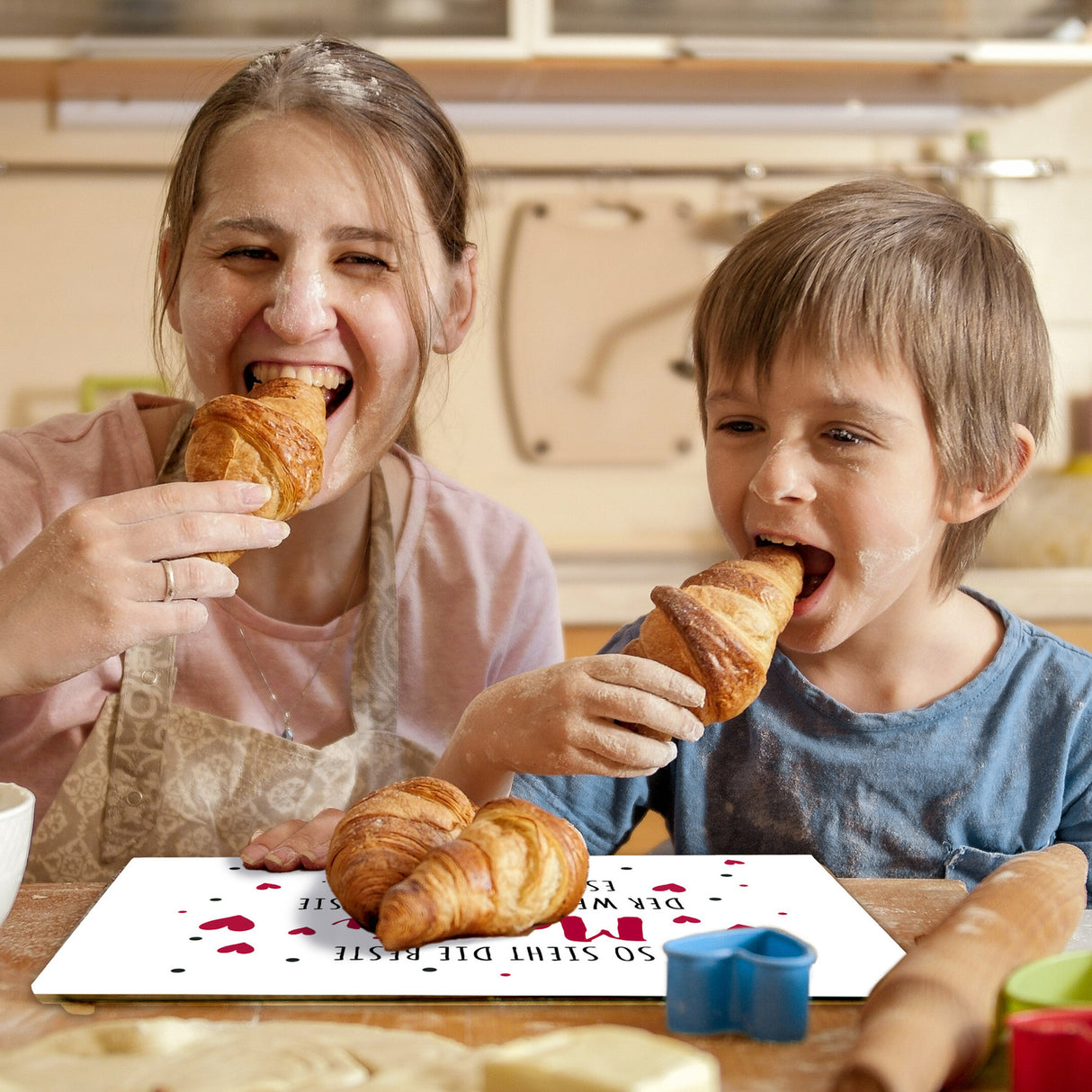 Beste Mama der Welt Schneidebrett aus Glas So sieht sie aus wenn sie Essen macht
