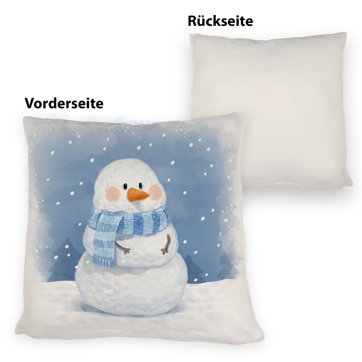 Schneemann im Wintersturm Kissen
