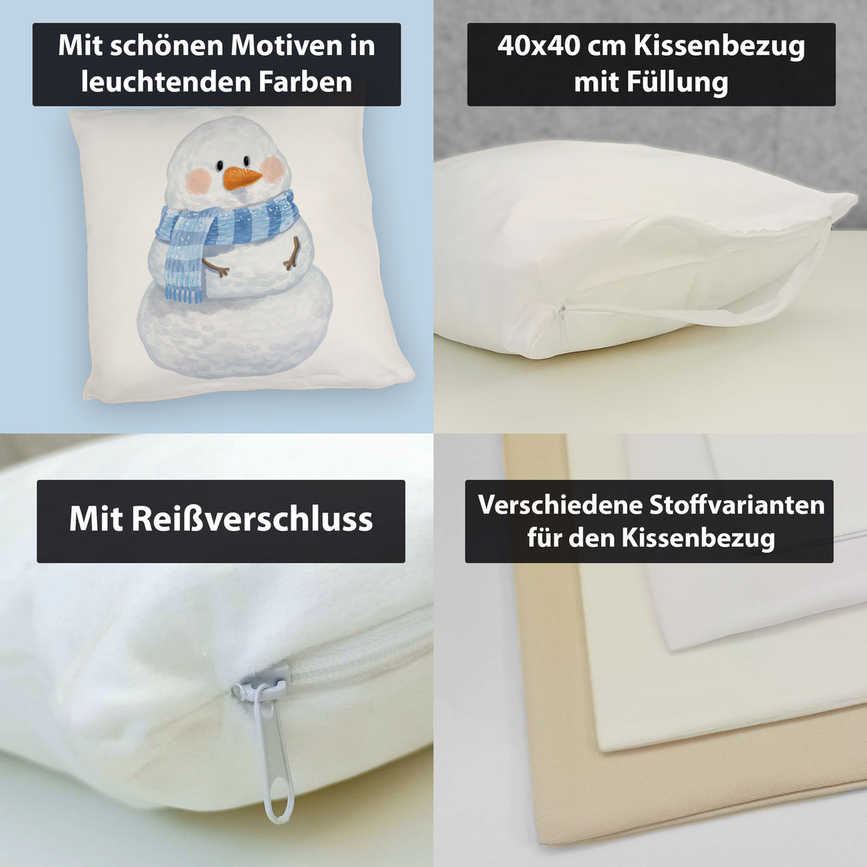 Schneemann mit Schal Kissen