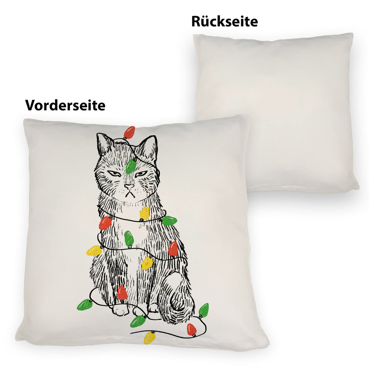 Katze mit Lichterkette Kissen