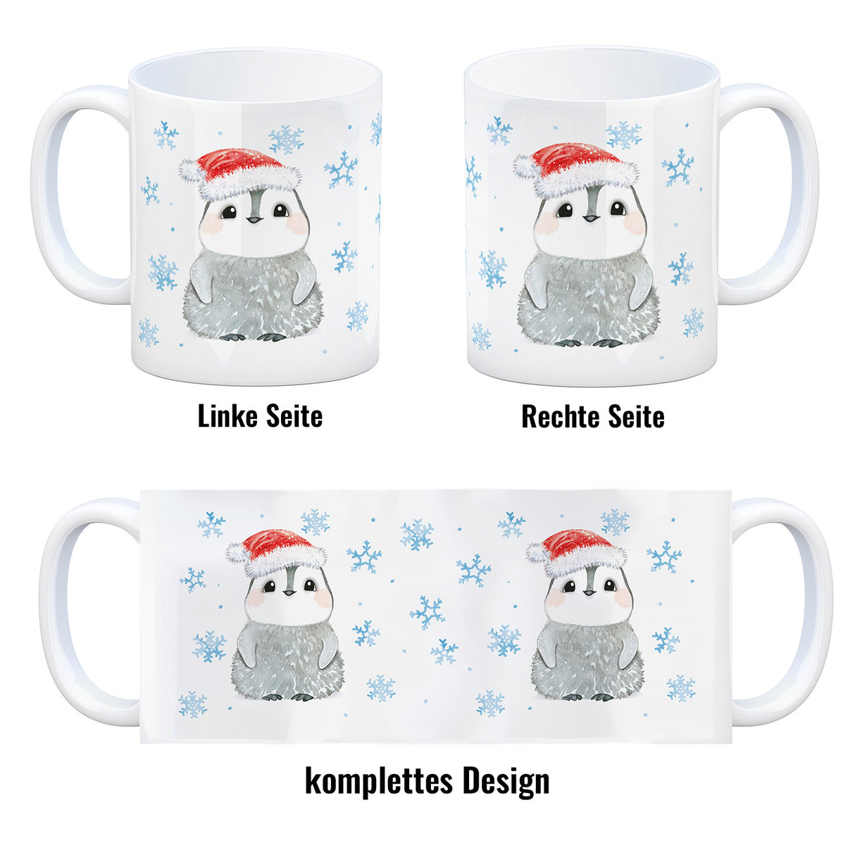 Pinguin mit Weihnachtsmütze Kaffeebecher