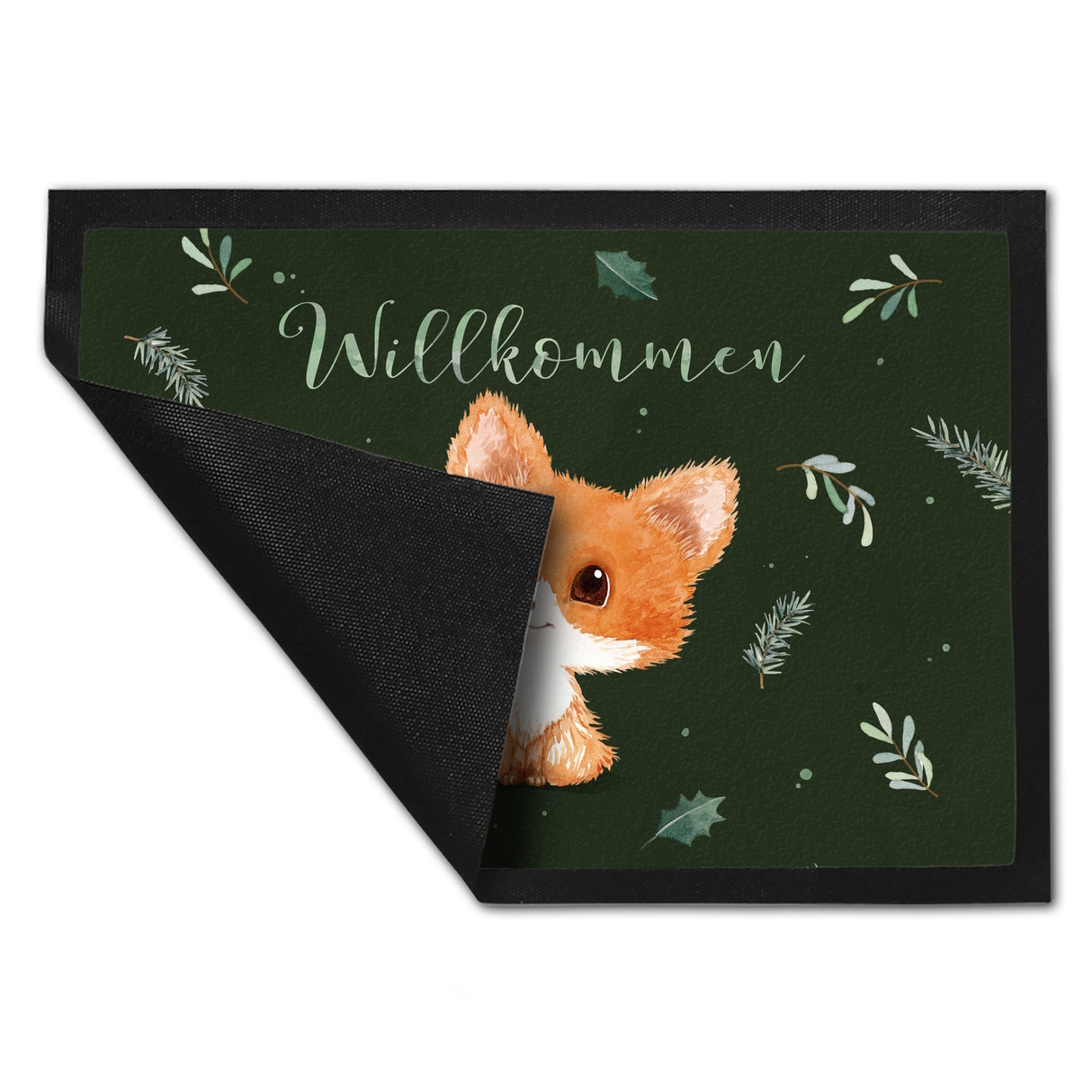 Baby Fuchs Fußmatte in 35x50 cm mit Spruch Willkommen