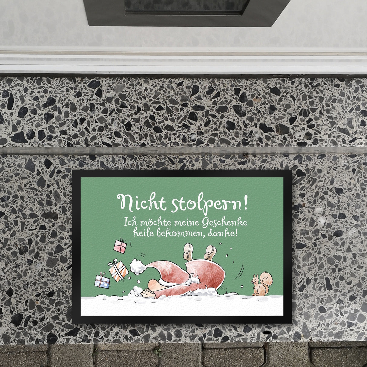 Nicht stolpern Fußmatte in 35x50 cm mit Weihnachtswichtel