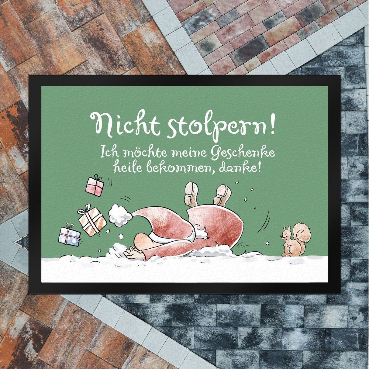 Nicht stolpern Fußmatte in 35x50 cm mit Weihnachtswichtel