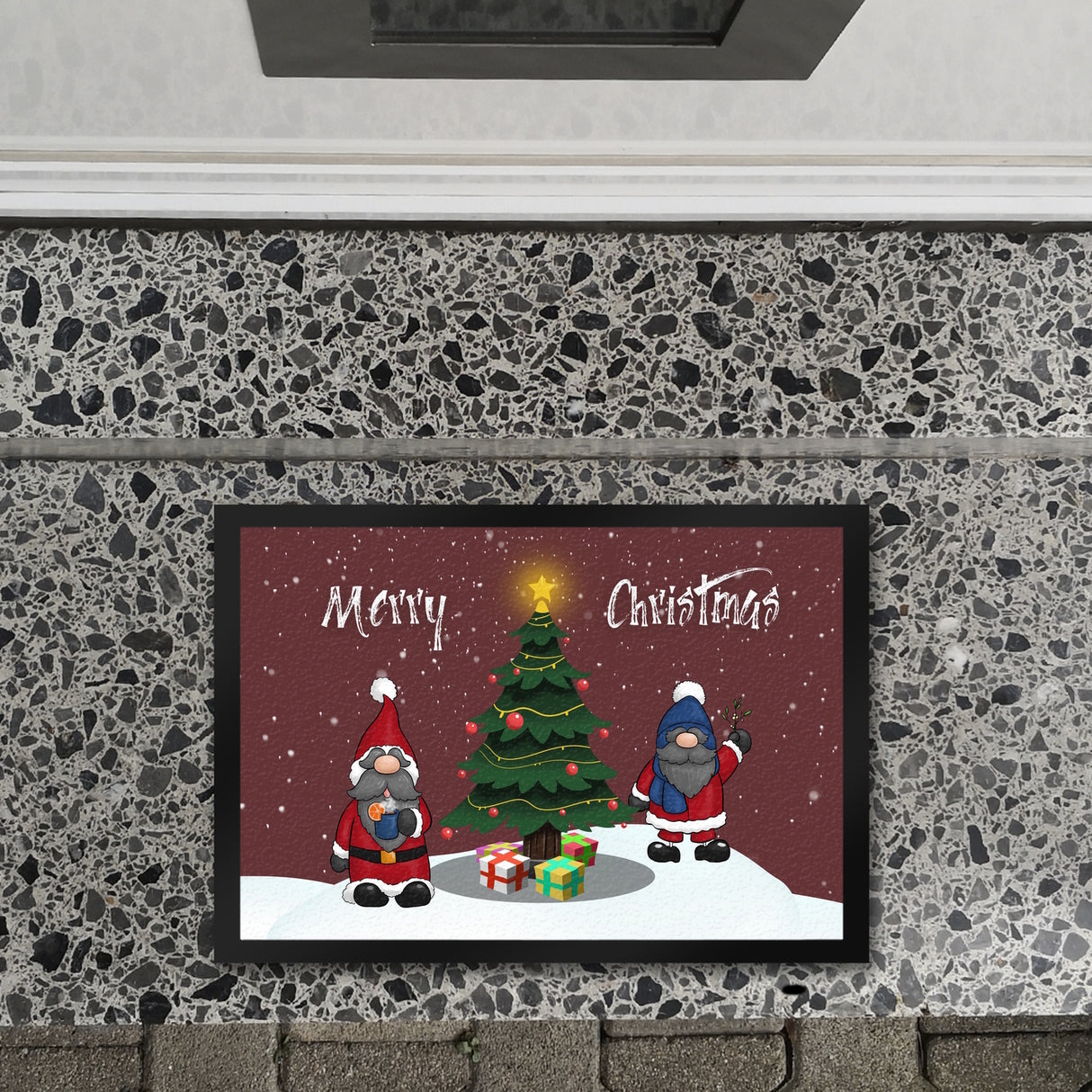 Wichtel Fußmatte in 35x50 cm mit Spruch Merry Christmas