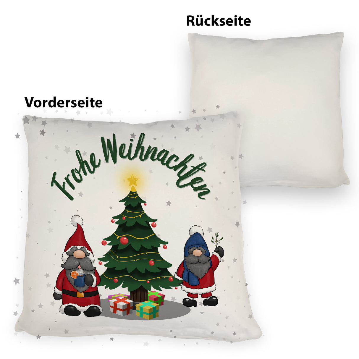 Weihnachtswichtel Kissen mit Spruch Frohe Weihnachten