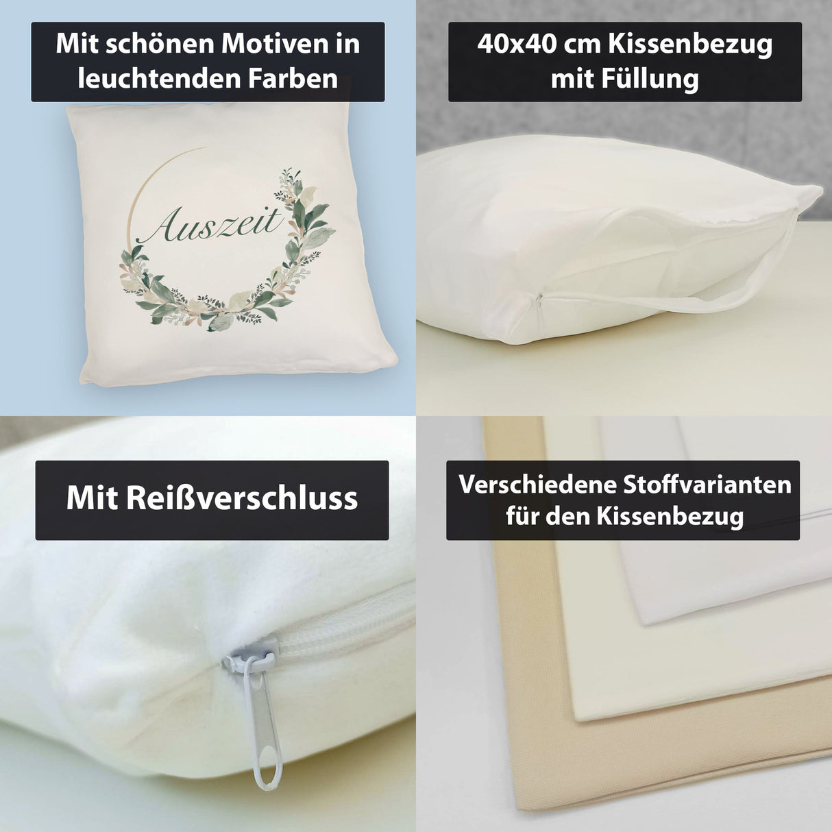 Auszeit Kissen mit Blumenornament für Eltern zum Geburtstag