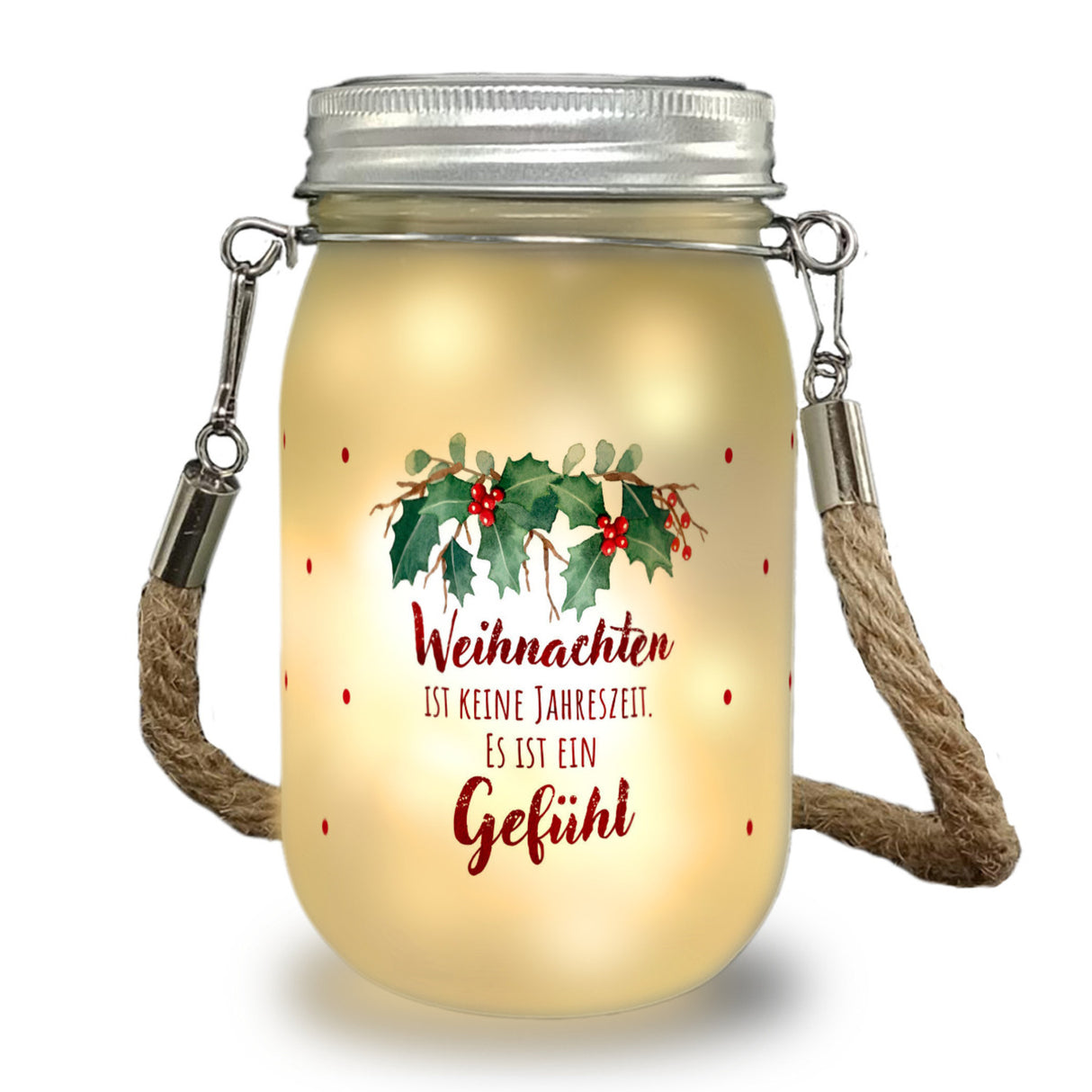 Weihnachten ist ein Gefühl Solarlicht mit Spruch