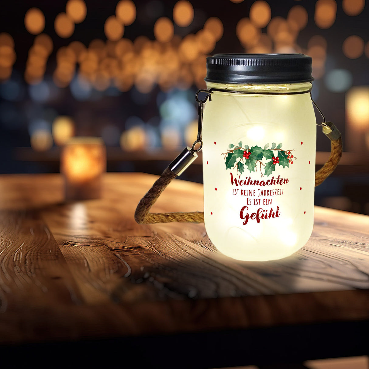 Weihnachten ist ein Gefühl Solarlicht mit Spruch