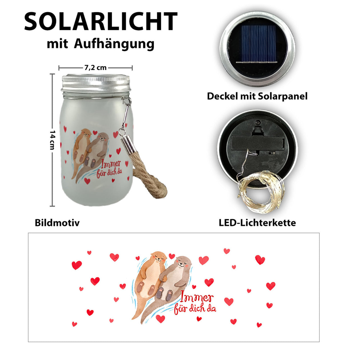Otter Solarlicht mit Spruch Immer für ich da