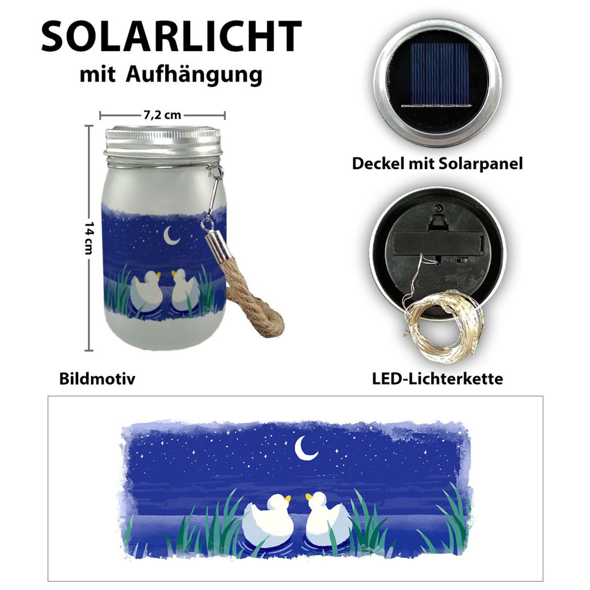 Enten Pärchen im Mondschein bei Nacht Solarlicht