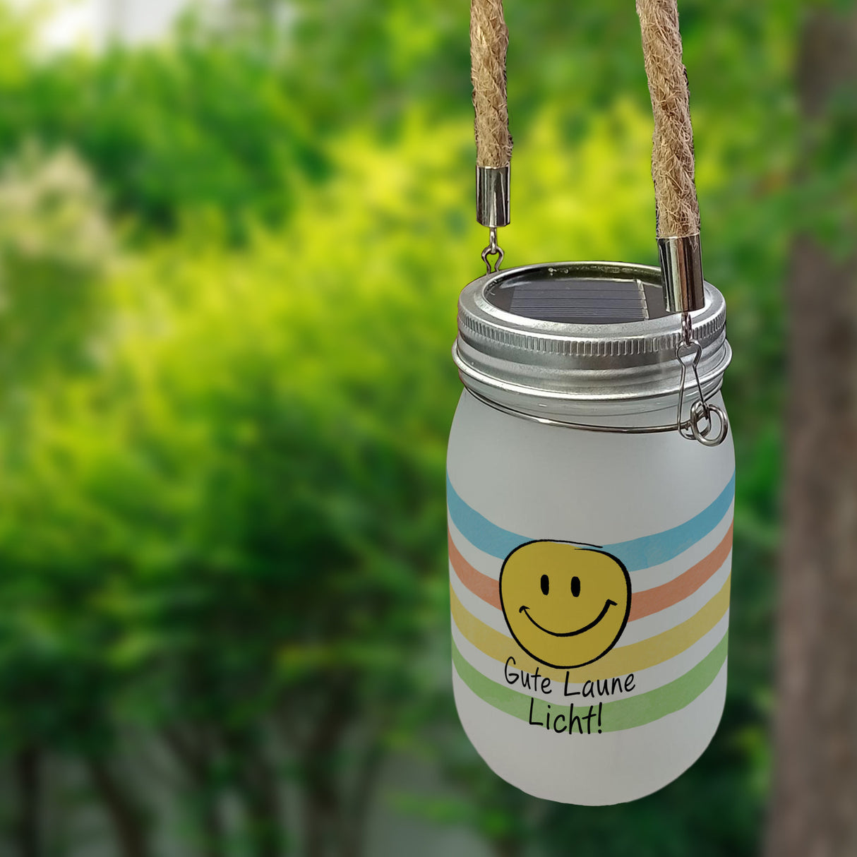 Emoticon Solarlicht mit Spruch Gute Laune Licht