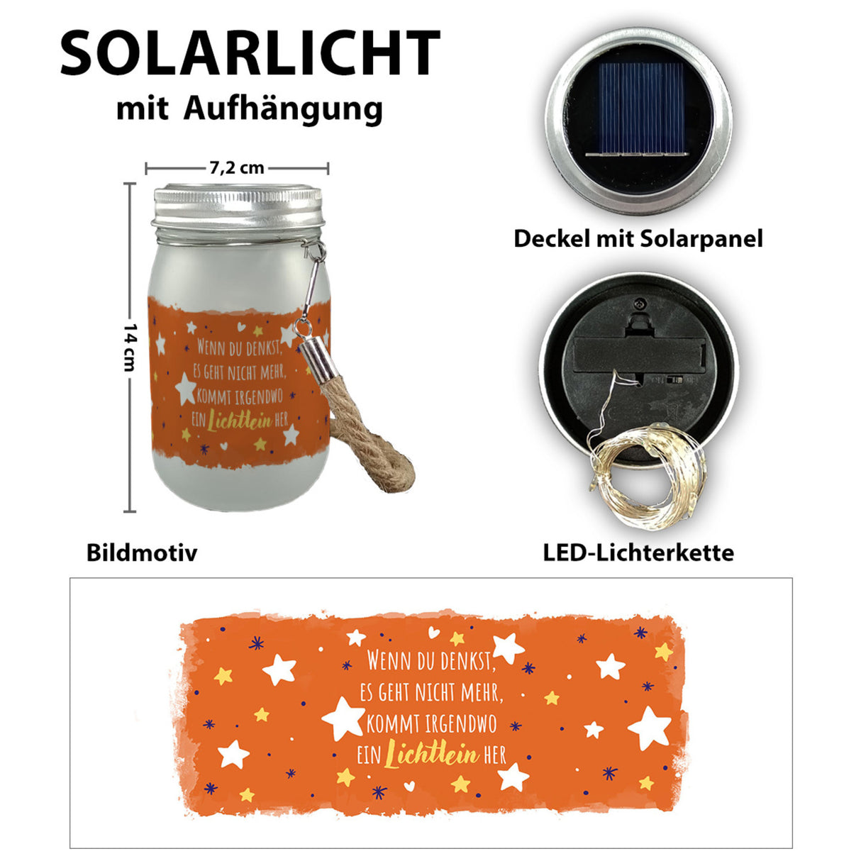 Sterne Solarlicht mit Spruch Von irgendwo ein Lichtlein her