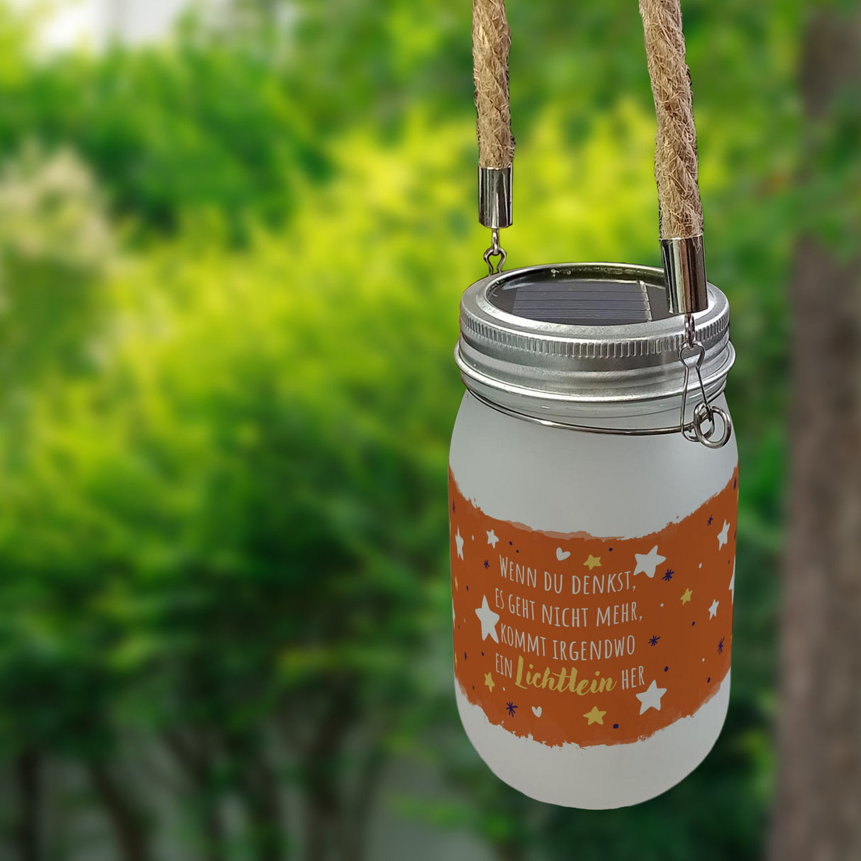 Sterne Solarlicht mit Spruch Von irgendwo ein Lichtlein her