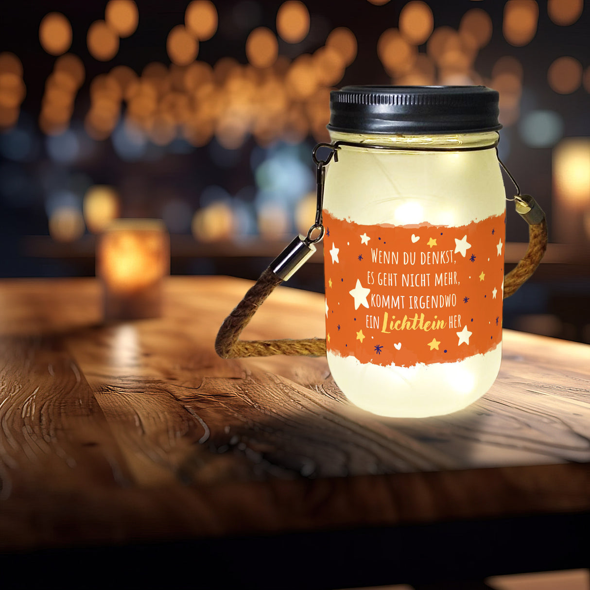 Sterne Solarlicht mit Spruch Von irgendwo ein Lichtlein her