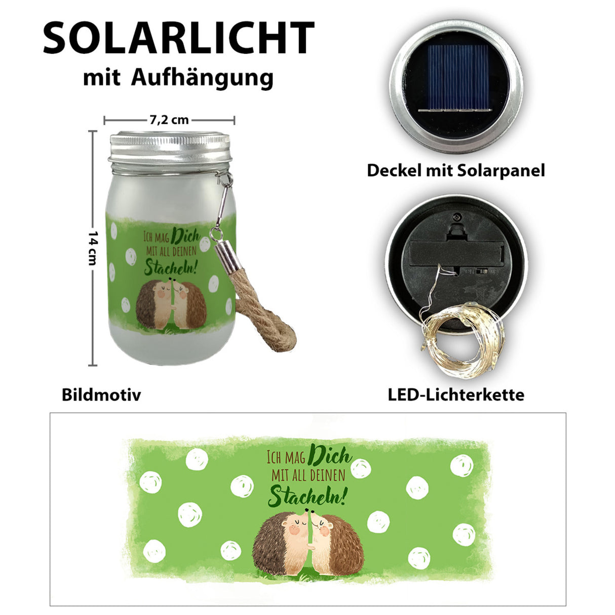 Igel Pärchen Solarlicht mit Spruch Ich mag dich mit all deinen Stacheln