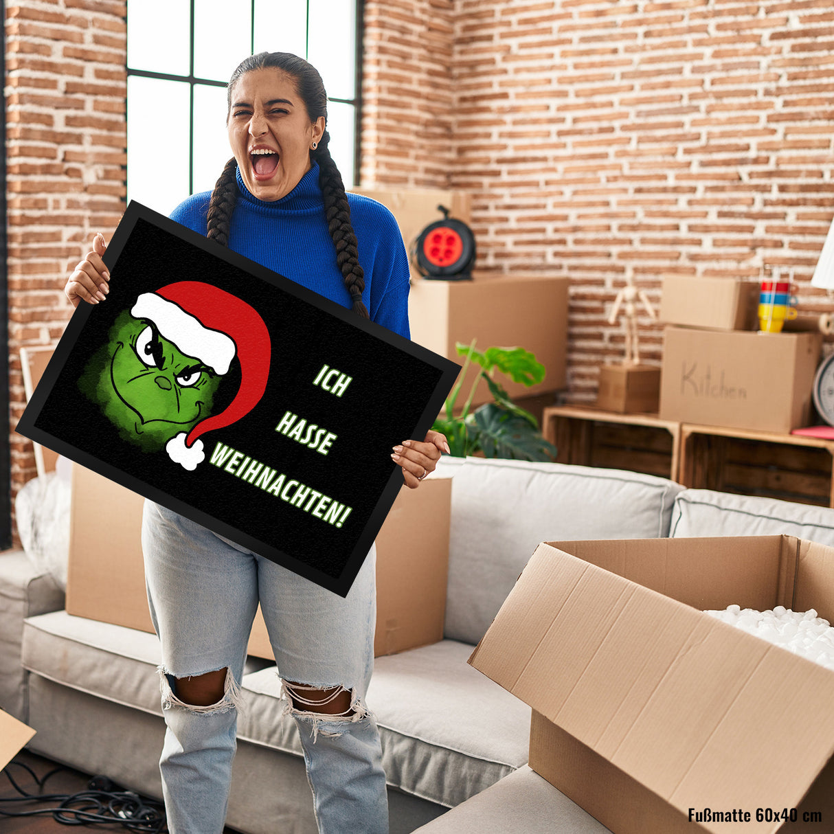 Ich hasse Weihnachten Fußmatte in 35x50 cm mit Spruch