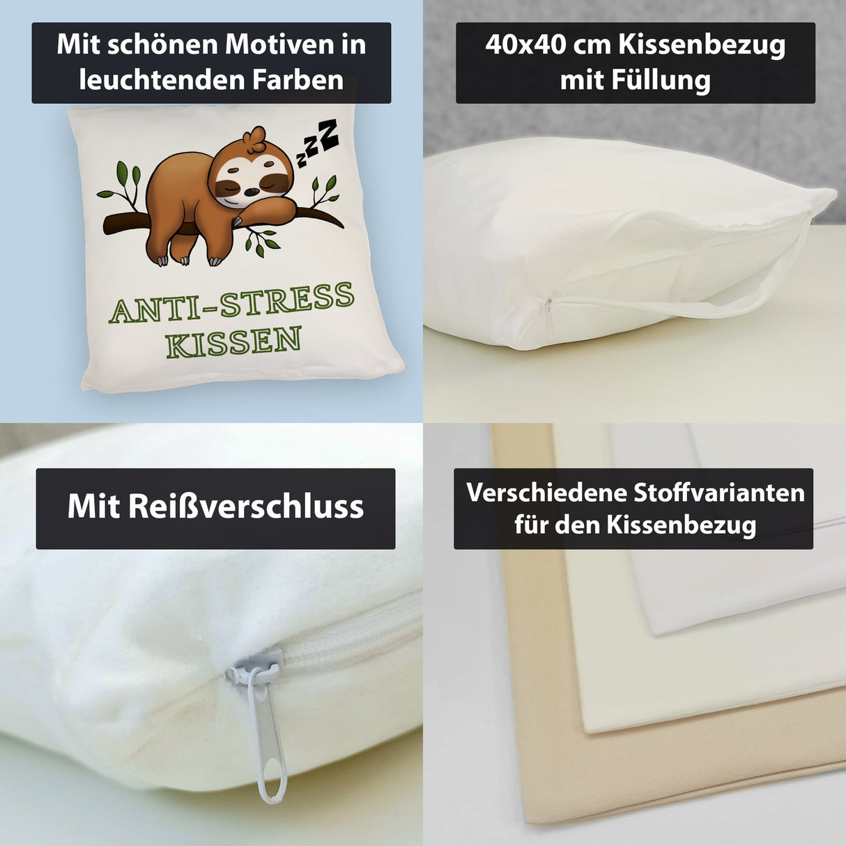 Anti-Stress Kissen mit schlafendem Faultier