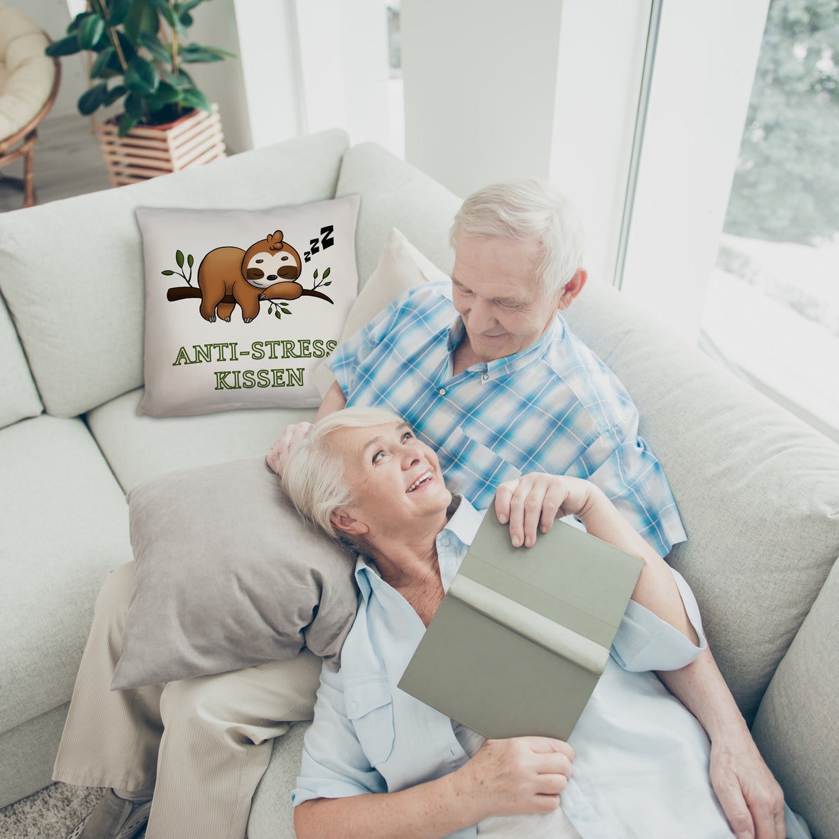 Anti-Stress Kissen mit schlafendem Faultier