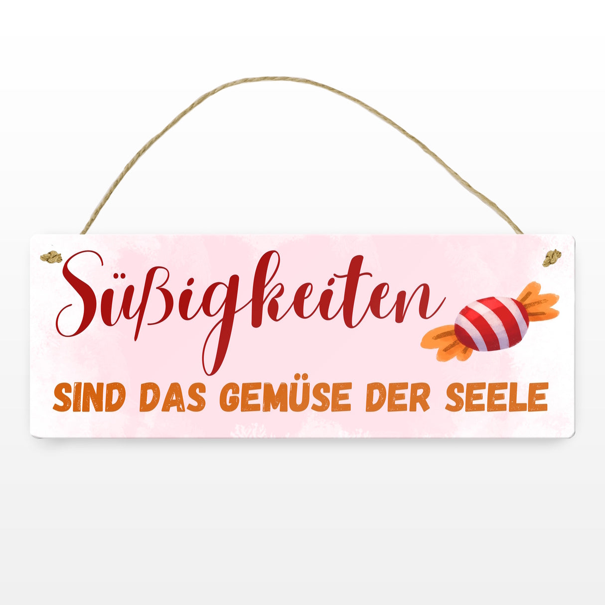 Bonbon Metallschild mit Spruch Süßigkeiten sind das Gemüse der Seele