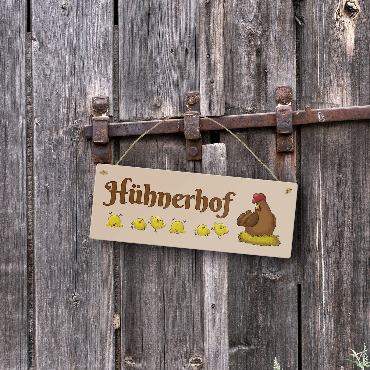 Hühnerhof Metallschild mit Spruch