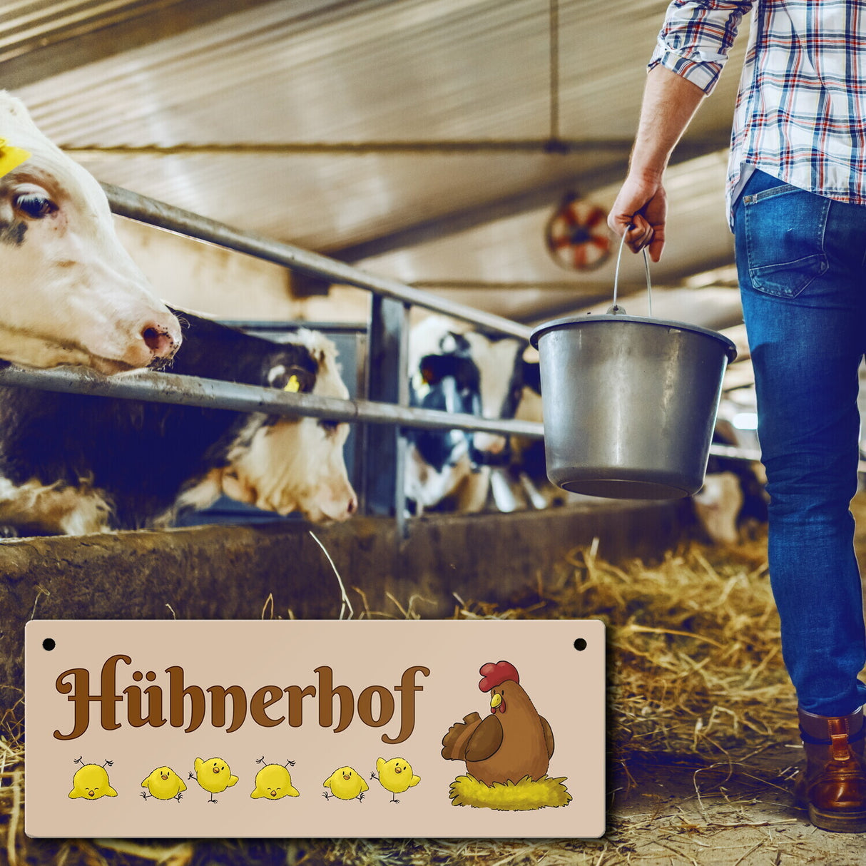 Hühnerhof Metallschild mit Spruch