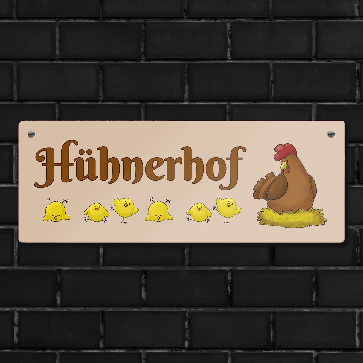 Hühnerhof Metallschild mit Spruch