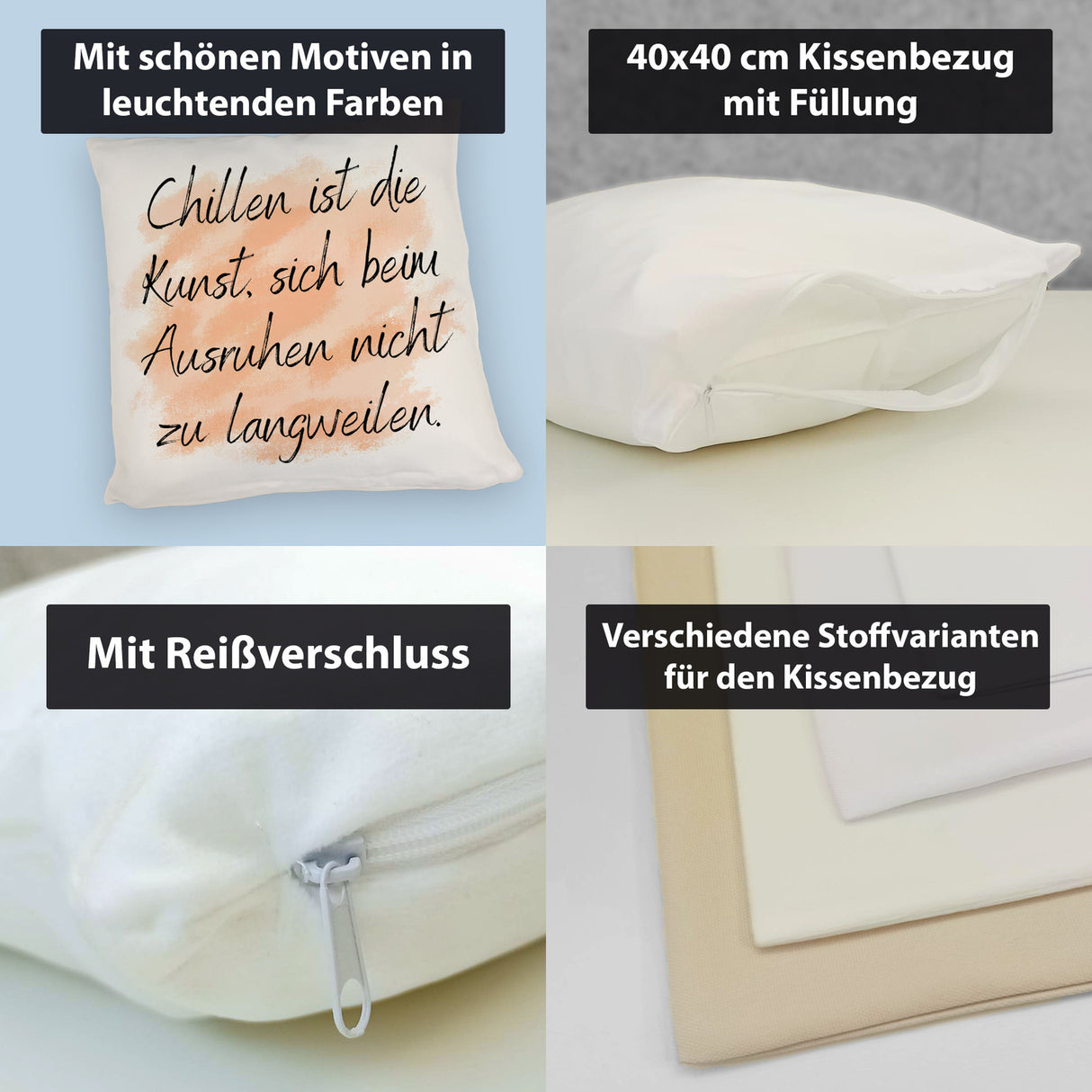 Chillen Kissen mit Spruch