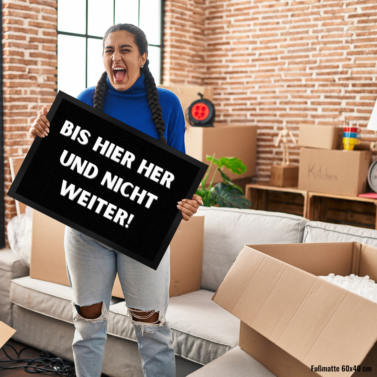 Bis hier her und nicht weiter Fußmatte in 35x50 cm