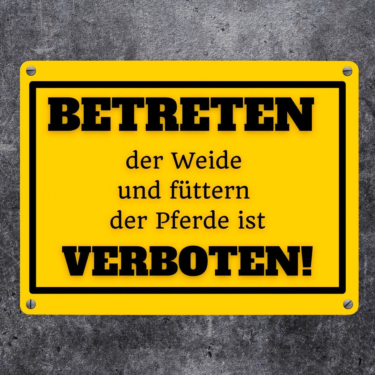 Betreten verboten Metallschild in 15x20 cm mit Spruch Pferde füttern verboten