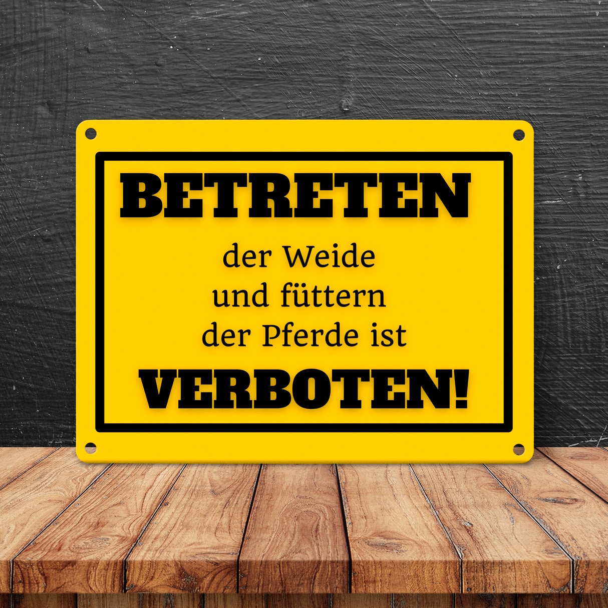 Betreten verboten Metallschild in 15x20 cm mit Spruch Pferde füttern verboten