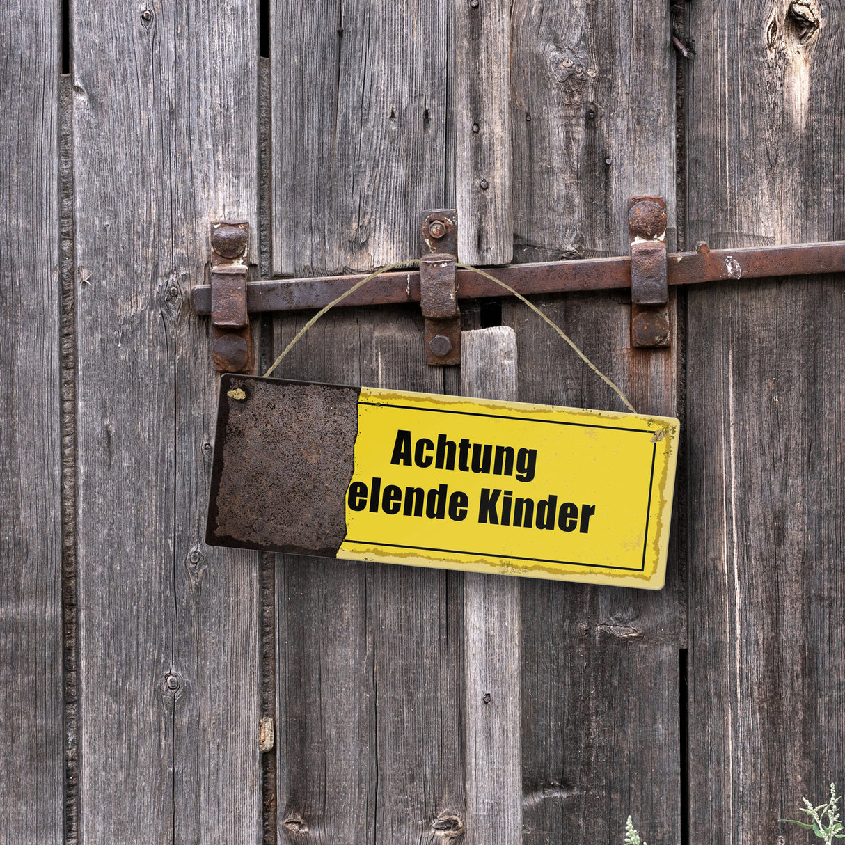 Rostoptik Warnschild Metallschild mit Spruch Achtung elende Kinder