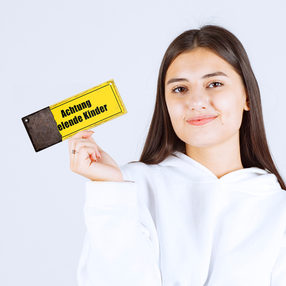 Rostoptik Warnschild Metallschild mit Spruch Achtung elende Kinder