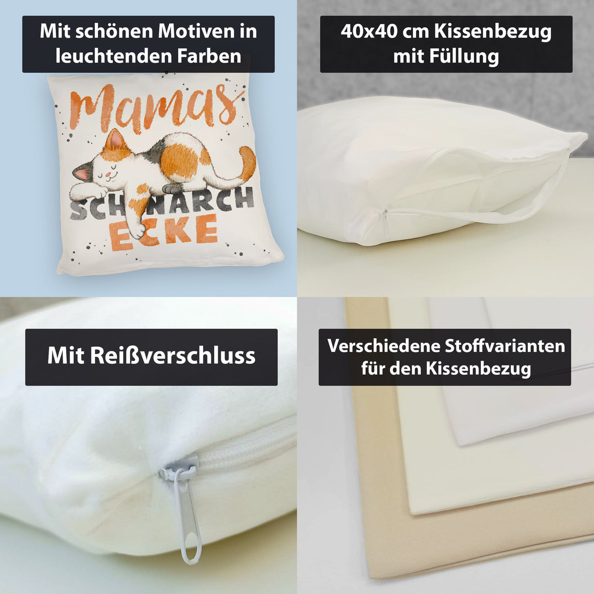 Orange Katze Kissen mit Spruch Mamas Schnarchecke