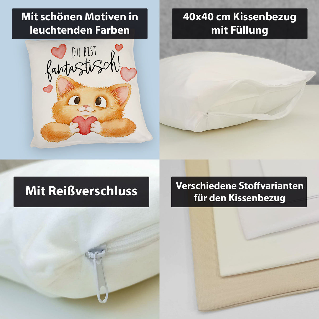 Katze Kissen mit Spruch Du bist fantastisch