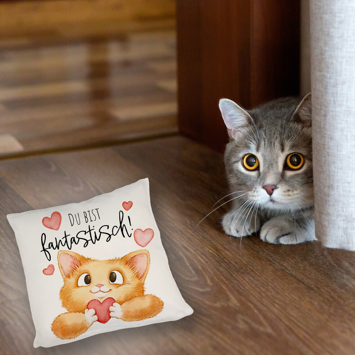 Katze Kissen mit Spruch Du bist fantastisch