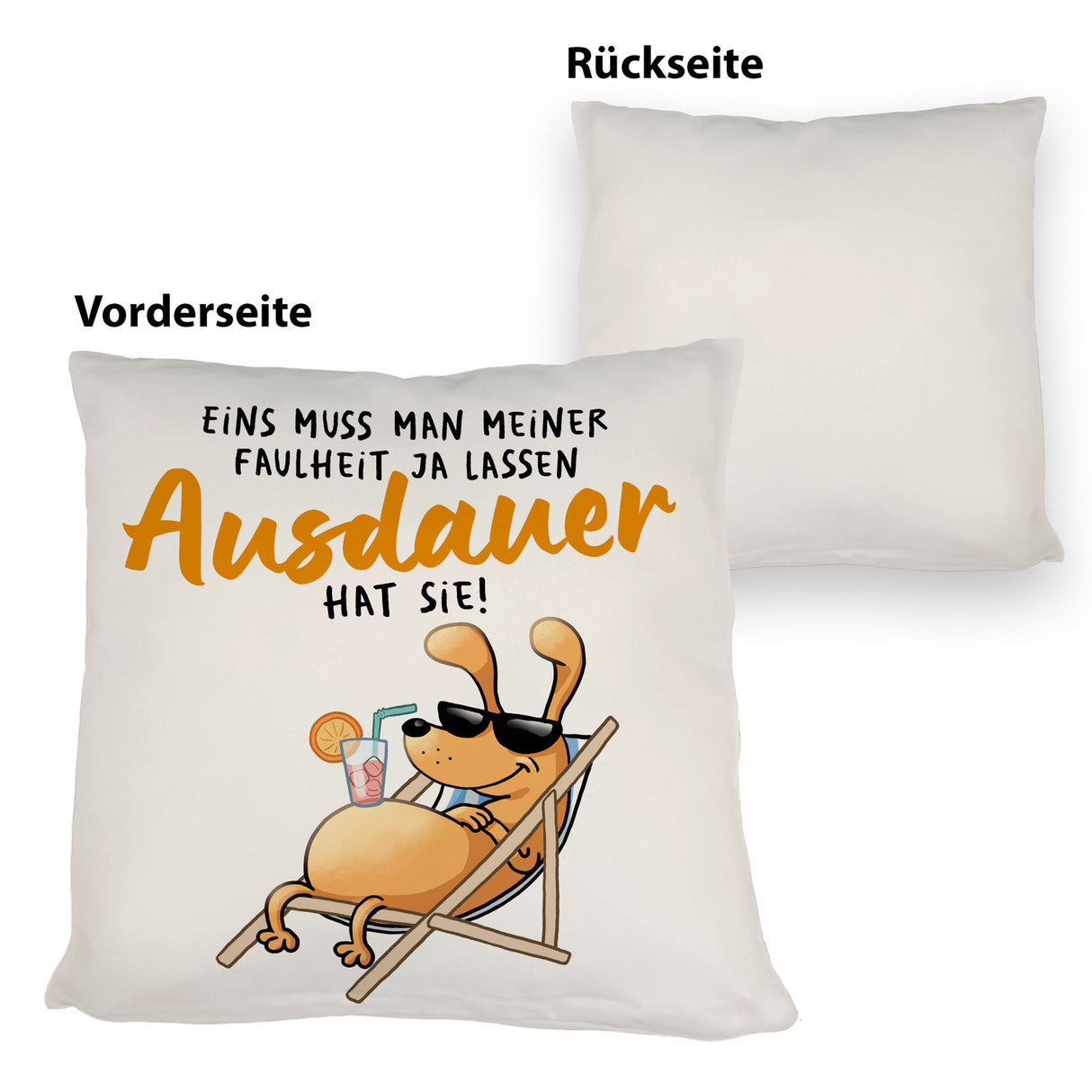 Fauler Hund Kissen mit Spruch Meine Faulheit hat Ausdauer