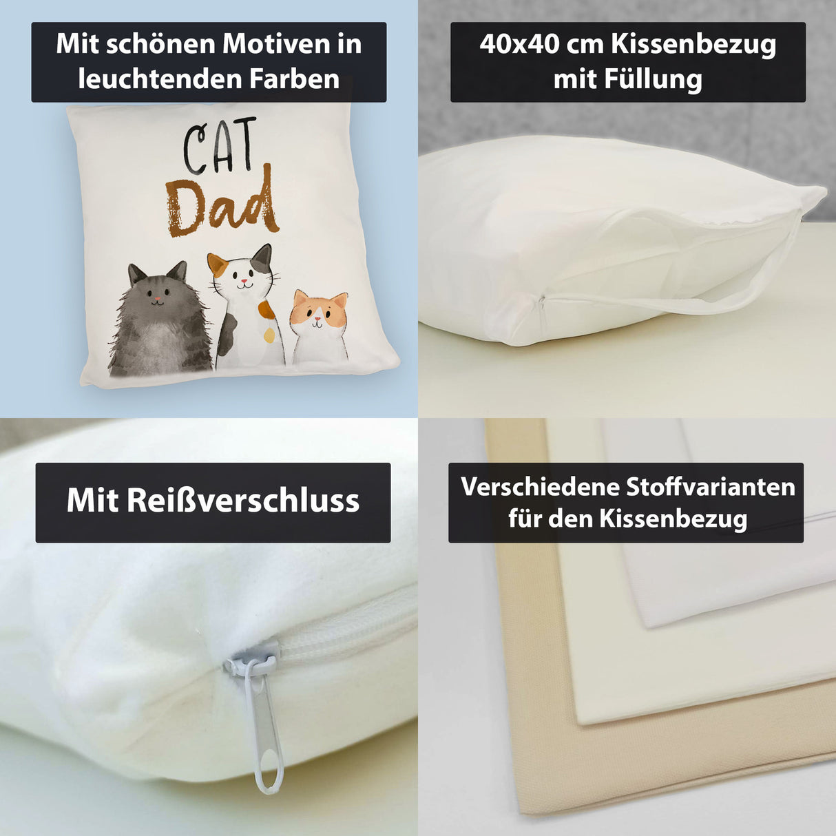 Cat Dad Kissen mit Spruch