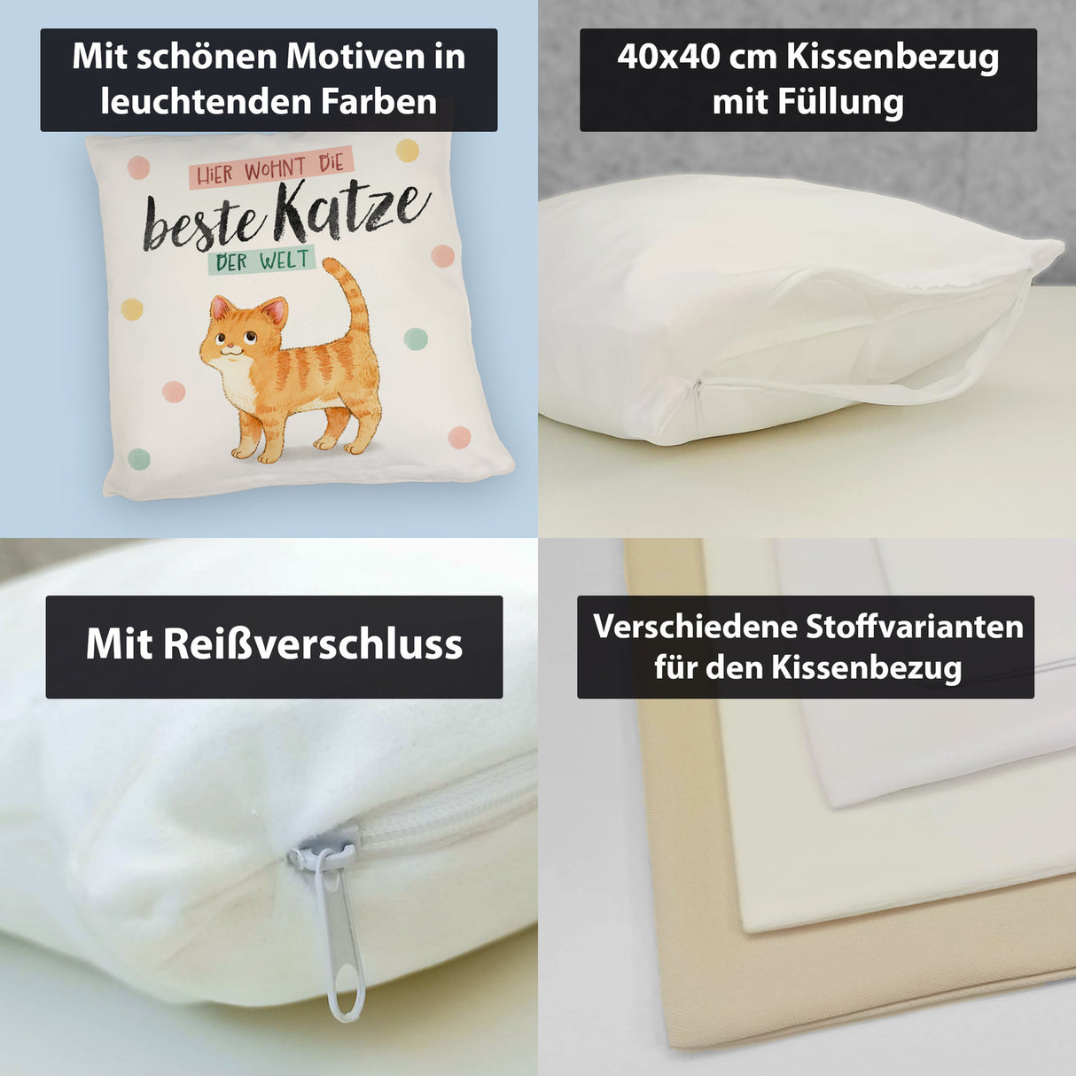Beste Katze der Welt Kissen mit oranger Katze Katze und Spruch